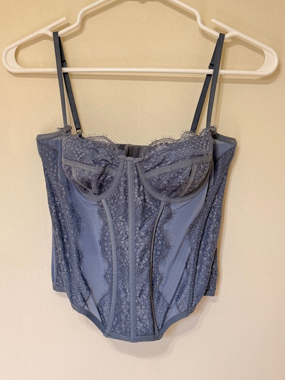 Urban Outfitters Out From Under Blue Lace Corset Bustier Top Size L